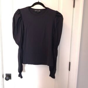 Veronica Beard Navy Puff Sleeve Top